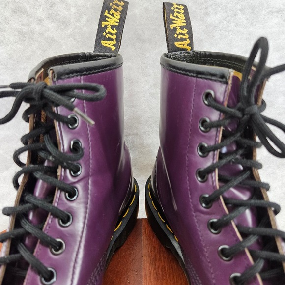 Dr. Martens 1460 Purple Leather Ankle Boots Women's Combat Lace Up Boots Vintage - Picture 4 of 10
